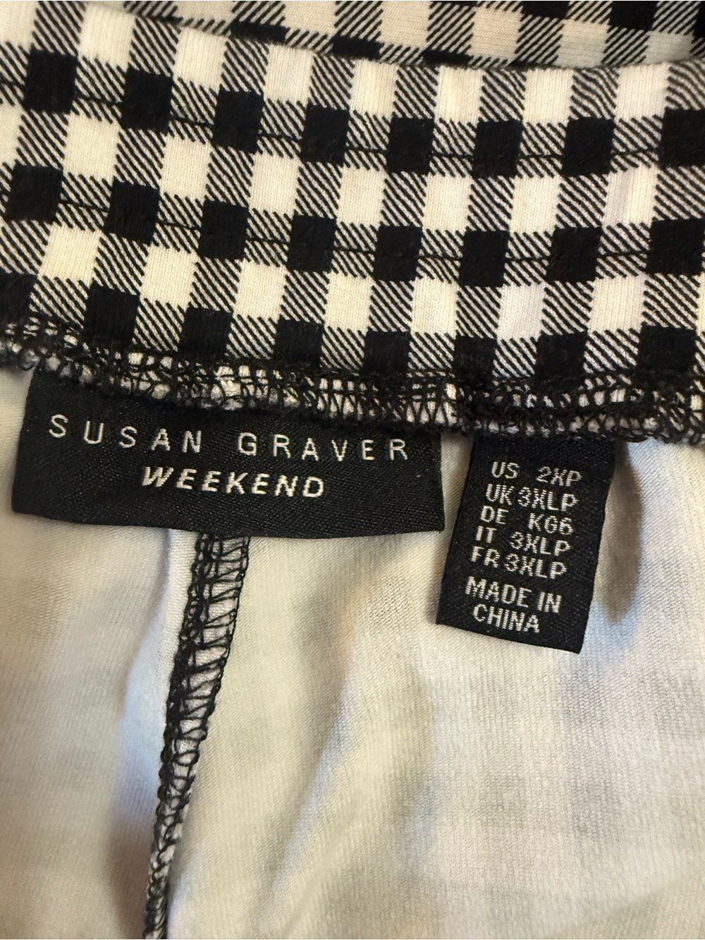 Susan Graver QVC Black White Gingham Crop Pants 2XP Cotton Stretch Pull On - Picture 11 of 12